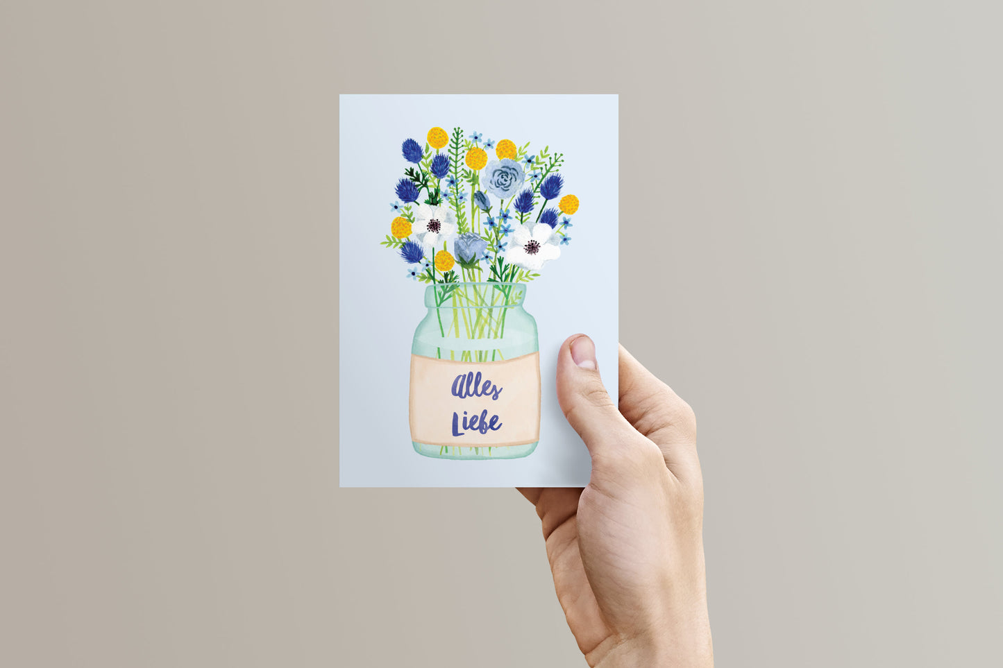 Klappkarte "Alles Liebe" Blumenstrauß