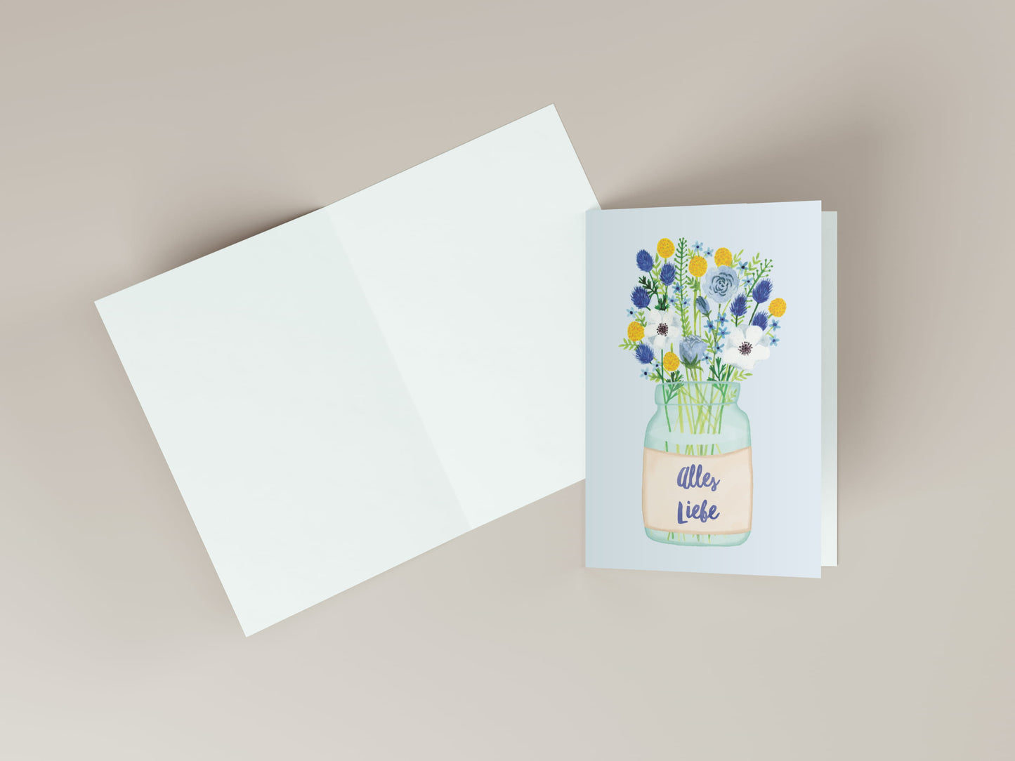 Klappkarte "Alles Liebe" Blumenstrauß