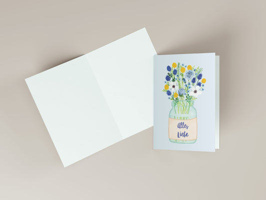 Klappkarte "Alles Liebe" Blumenstrauß