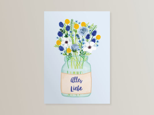 Klappkarte "Alles Liebe" Blumenstrauß