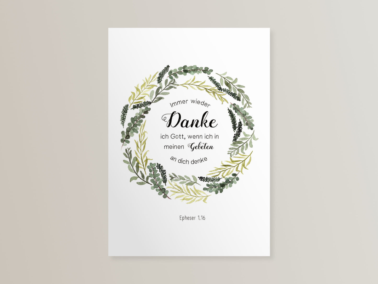 Postkarte Danke Epheser 1,16