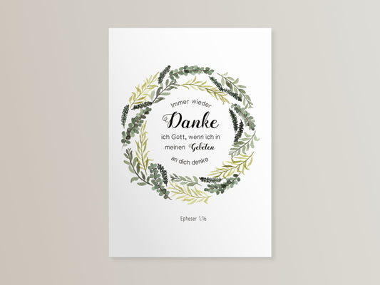 Postkarte Danke Epheser 1,16