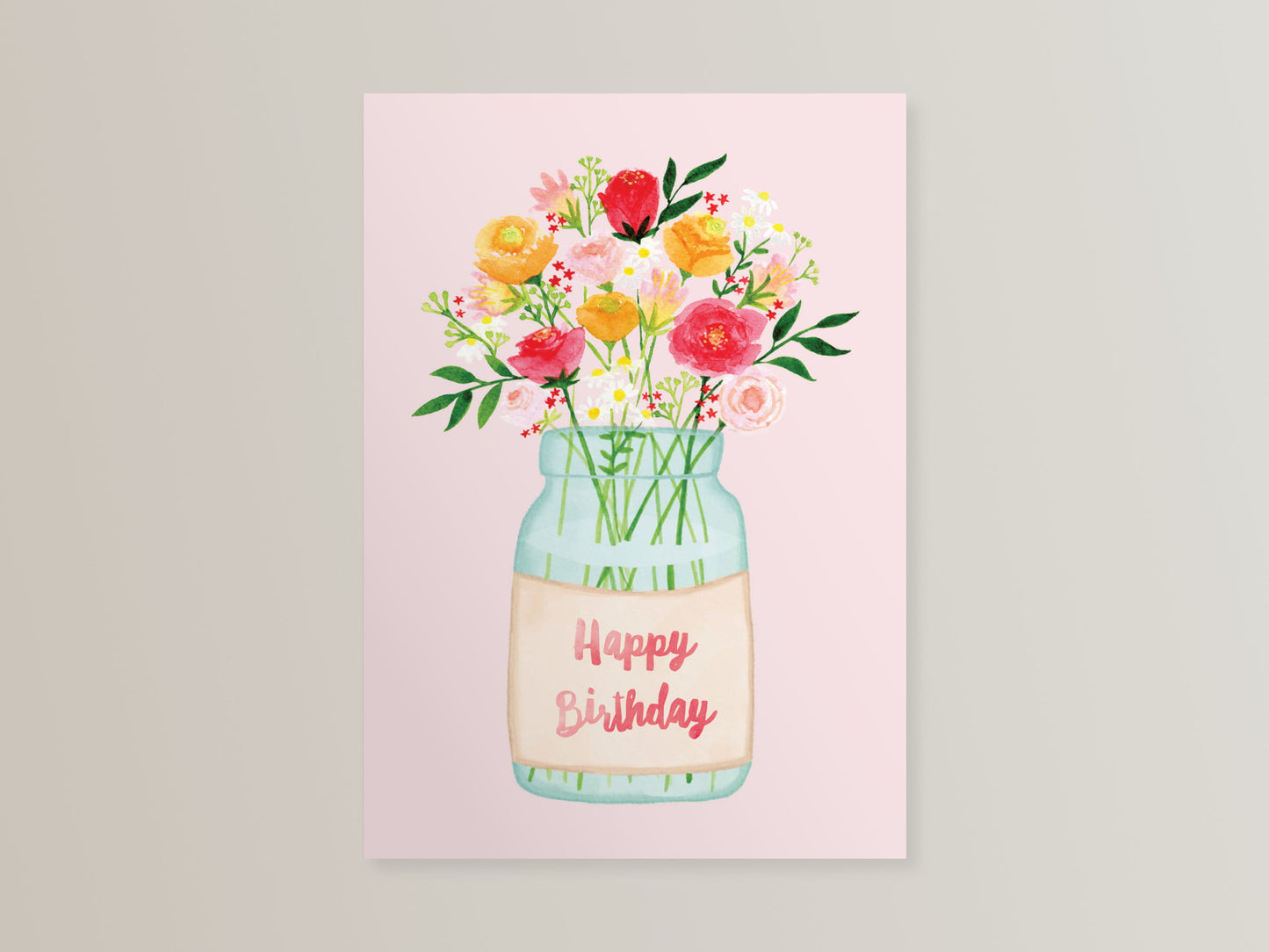 Klappkarte "Happy Birthday" Blumenstrauß