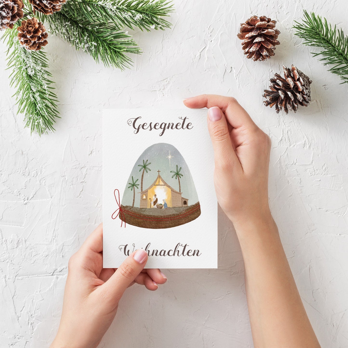 Postkarte "Gesegnete Weihnachten" Krippe
