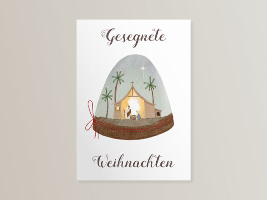 Postkarte "Gesegnete Weihnachten" Krippe